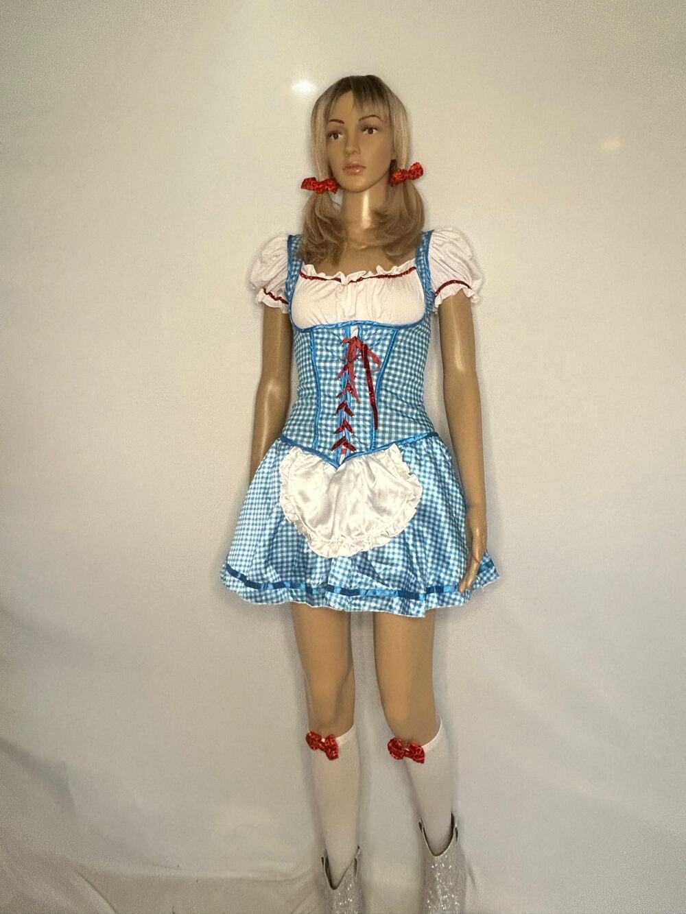 Amscan Kansas Cutie Dorothy Costume Adult Small Blue Gingham 5 Piece Set